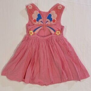 Mini Boden Butterfly Back Applique Dress Girls 4-5Y Cotton Cut Outs Sleeveless